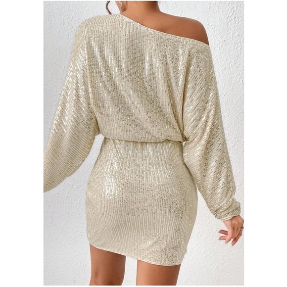 Sequin One Shoulder Evening Holiday Party Sexy Dress - Picture 9 of 13